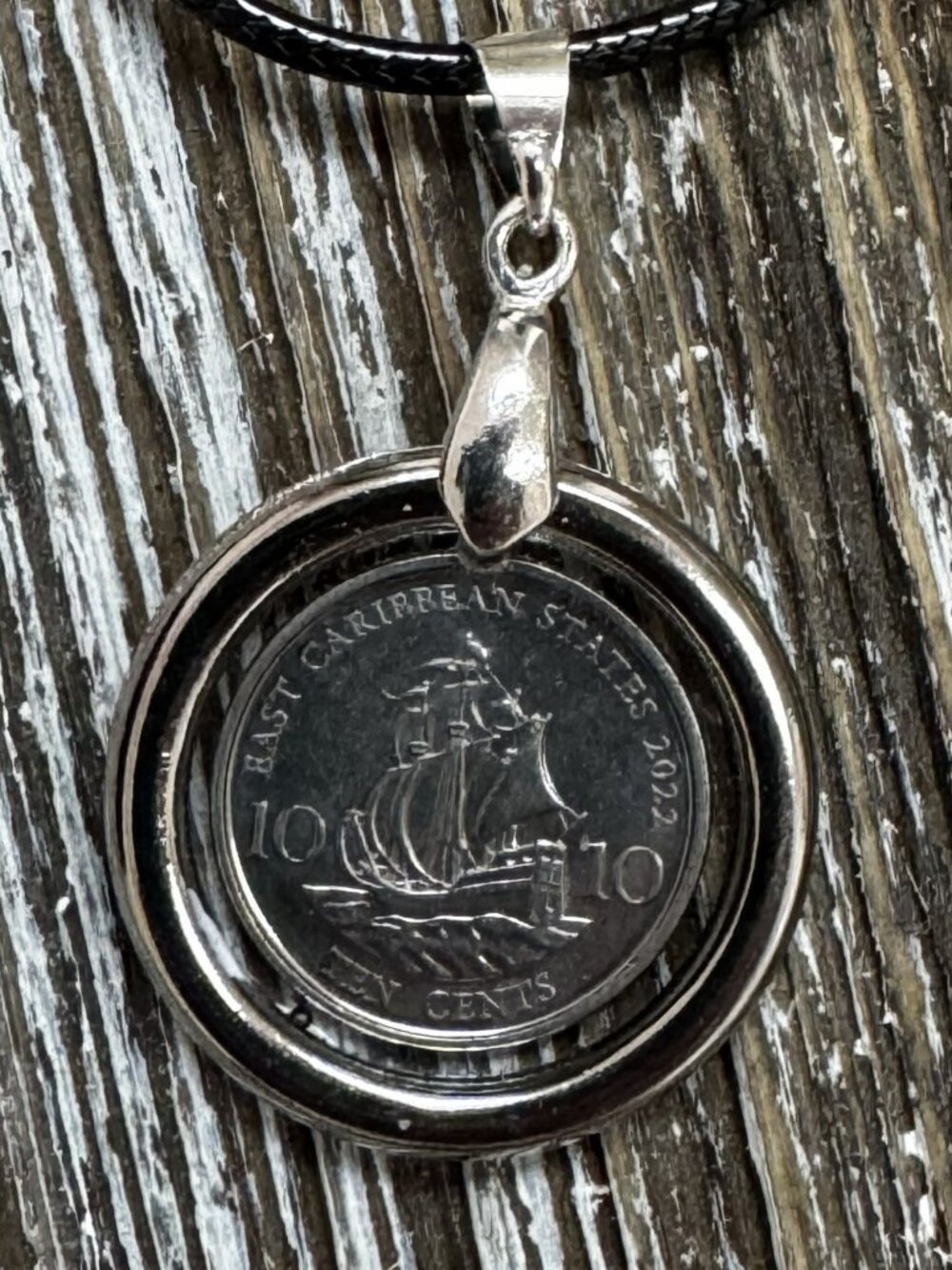 2022 East Caribbean States 10 Cents Coin Pendant - Handcrafted Resin Necklace